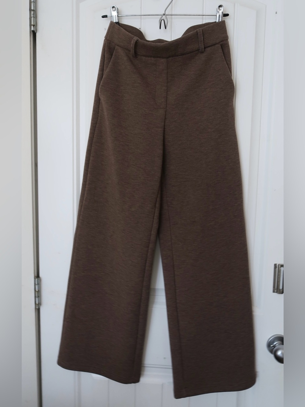 OGL Heather Brown Mid-Rise Fly-Front Wide-Leg Trousers S Petite
